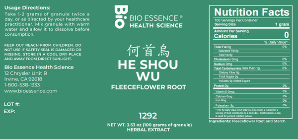 Bio Essence Health Science, He Shou Wu, Fo-Ti, 5:1 Extract Granules, 100 grams