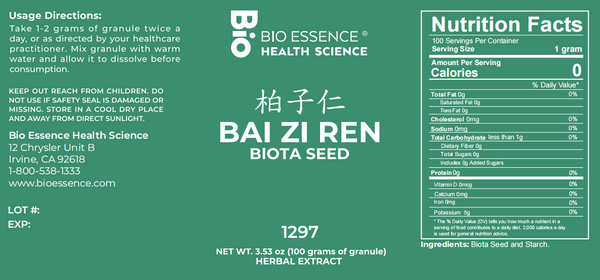 Bio Essence Health Science, Bai Zi Ren, Biota Seed, 5:1 Extract Granules, 100 grams