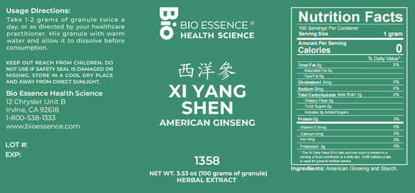 Bio Essence Health Science, Xi Yang Shen, American Ginseng, 5:1 Extract Granules, 100 grams
