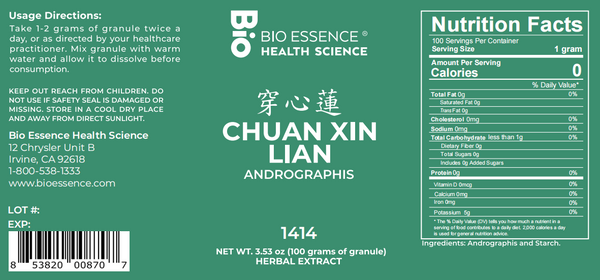 Bio Essence Health Science, Chuan Xin Lian, Andrographis, 5:1 Extract Granules, 100 grams