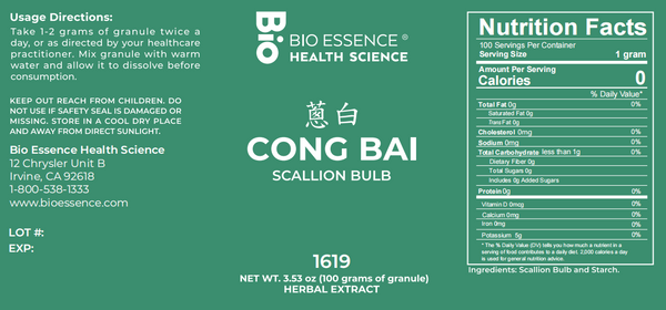 Bio Essence Health Science, Cong Bai, Scallion White, 5:1 Extract Granules, 100 grams