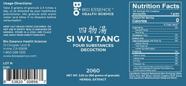 Bio Essence Health Science, Si Wu Tang, Four Substance Decoction, Granules, 100 grams