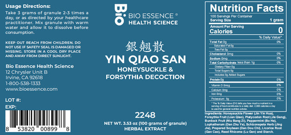 Bio Essence Health Science, Yin Qiao San, Honeysuckle & Forsythia Decoction, Granules, 100 grams