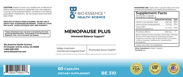 Bio Essence Health Science, Menopause Plus, 60 Capsules