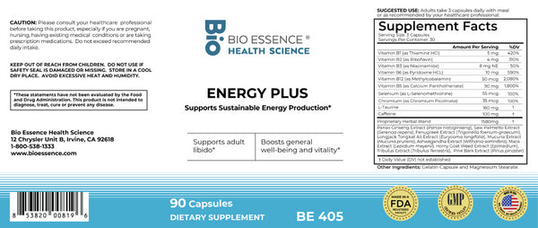 Bio Essence Health Science, Energy Plus, 90 Capsules