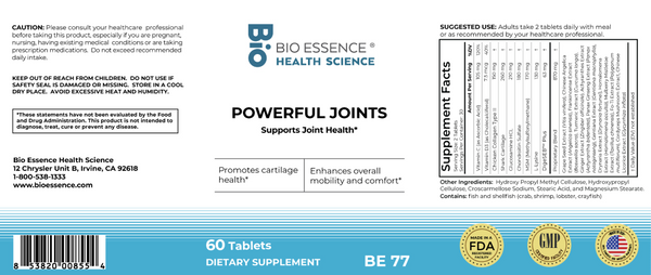 Bio Essence Health Science, Powerful Joint, 60 Tablets