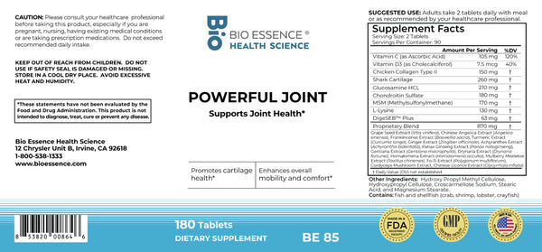Bio Essence Health Science, Powerful Joint, 180 Tablets