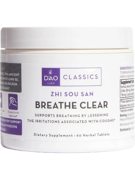DAO Labs, Zhi Sou San, Breathe Clear, 60 Herbal Tablets