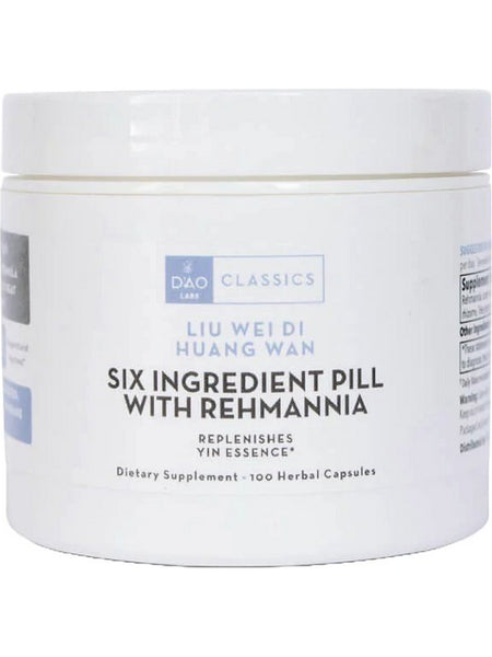 DAO Labs, Liu Wei Di Huang Wan, Six Ingredient Pill with Rehmannia, 100 Herbal Tablets