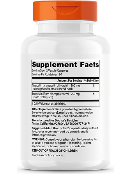 Doctor's Best, Quercetin Bromelain, 180 Veggie Capsules