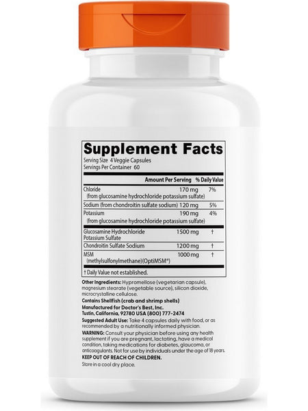 Doctor's Best, Glucosamine Chondroitin MSM, 240 Veggie Capsules