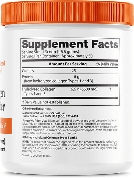 Doctor's Best Pure Collagen Types 1 and 3 Powder, 7.1 oz