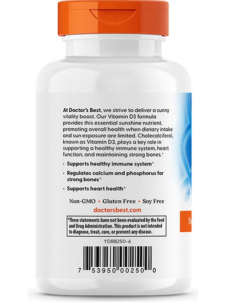 Doctor's Best, Vitamin D3, 125 mcg (5,000 IU), 360 Softgels