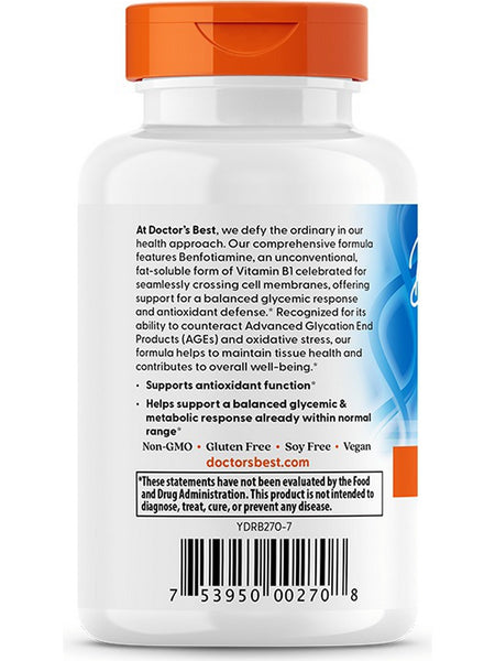Doctor's Best, Benfotiamine 300, 300 mg, 60 Veggie Caps