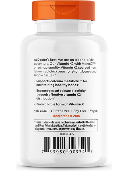 Doctor's Best, Natural Vitamin K2 MK-7, 100 mcg, 60 Veggie Caps