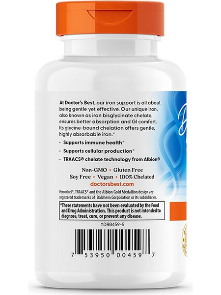 Doctor's Best, High Absorption Iron, 27 mg, 120 Tablets