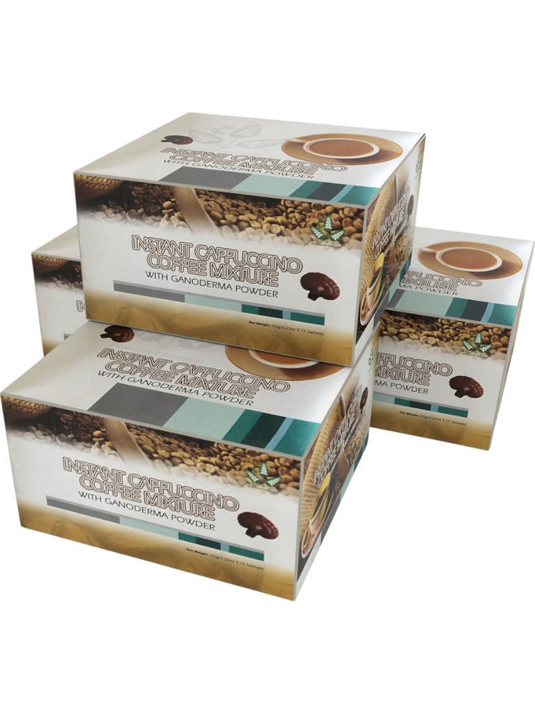 ** 12 PACK ** Dynalab, Ganoderma Coffee, Cappuccino with Ganoderma, 15 Sachets per box