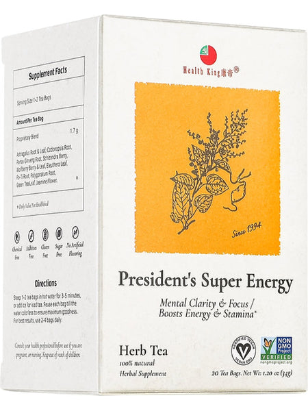 ** 6 PACK ** Health King, President's Tea, 20 tea bags