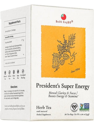 ** 6 PACK ** Health King, President's Tea, 20 tea bags