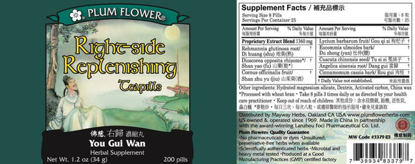 Plum Flower, Right Side Replenishing Formula, You Gui Wan, 200 ct