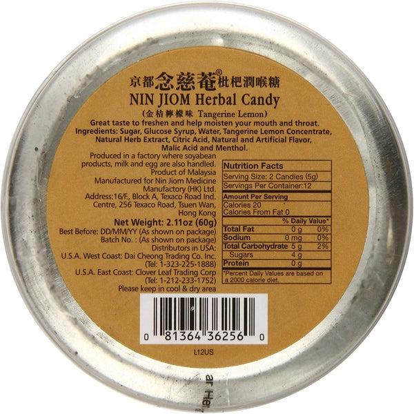 Nin Jiom, Herbal Candy, Tangerine Lemon, 60 g