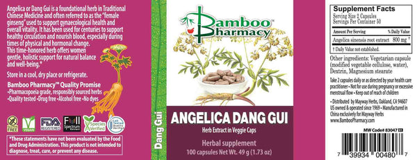 Bamboo Pharmacy, Angelica Dang Gui, 100 Capsules