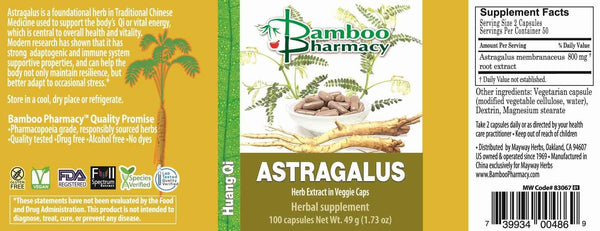 Bamboo Pharmacy, Astragalus, 100 Capsules