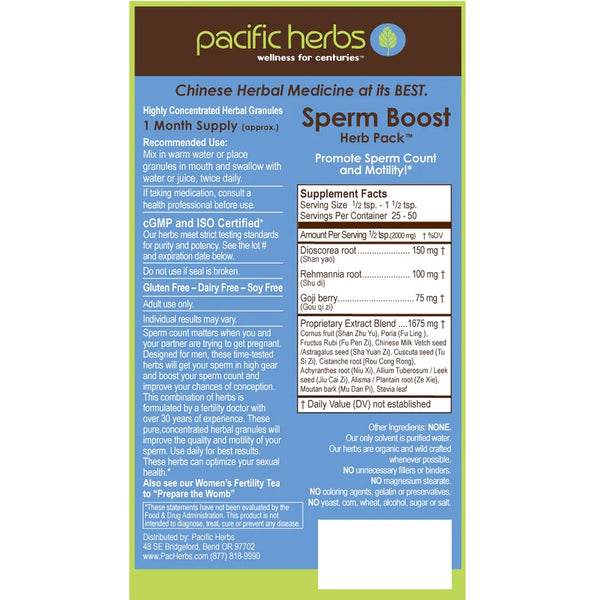 Pacific Herbs, Sperm Boost Herb Pack, 3.5 ounces