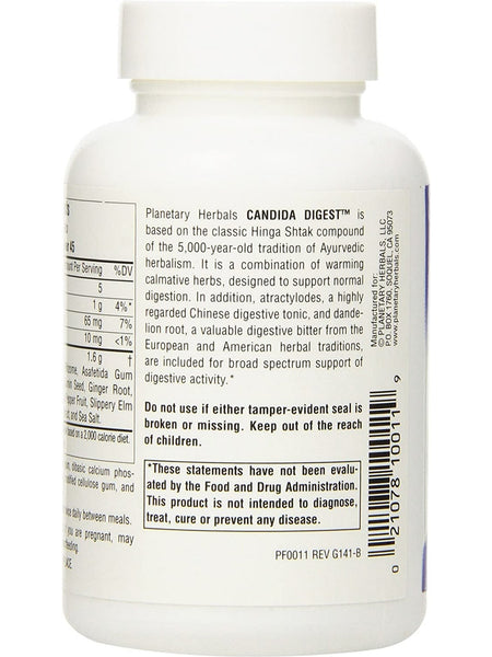 Planetary Herbals, Candida Digest™ 800 mg, 90 Tablets