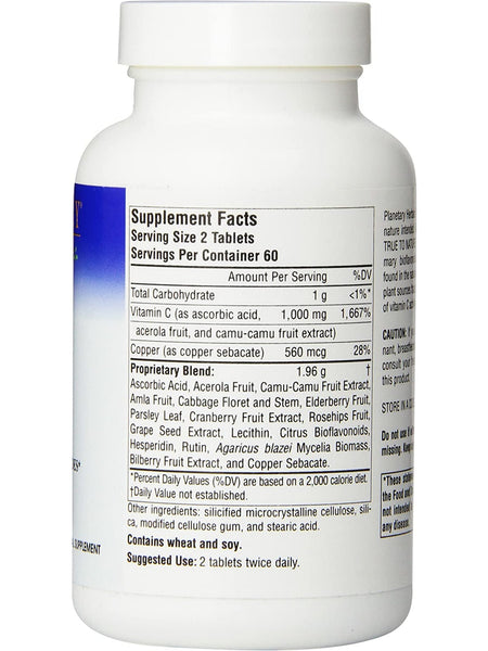 Planetary Herbals, True To Nature C™ 500 mg, 120 Tablets
