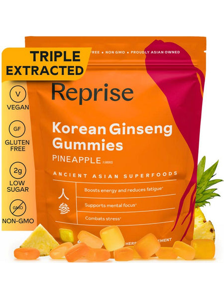 ** 12 PACK ** Reprise, Korean Ginseng Gummies, Pineapple, 45 Gummies
