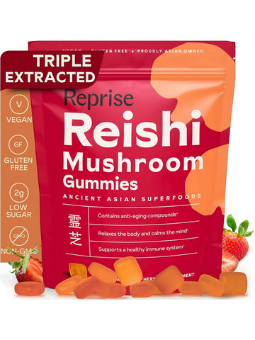 ** 12 PACK ** Reprise, Reishi Mushroom Gummies, Strawberry, 45 Gummies
