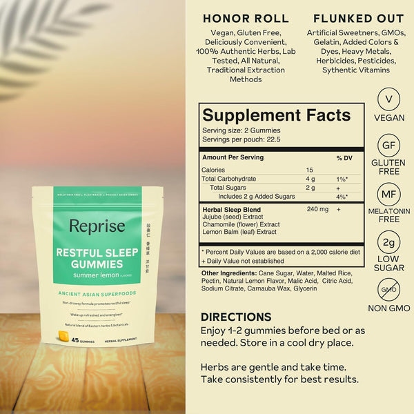 Reprise, Restful Sleep Gummies, Super Lemon, 45 Gummies
