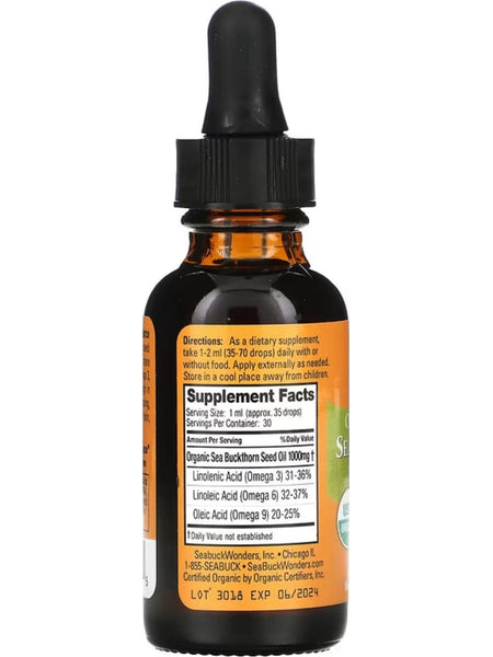 SeabuckWonders, Sea Buckthorn Seed Oil, 1 fl oz