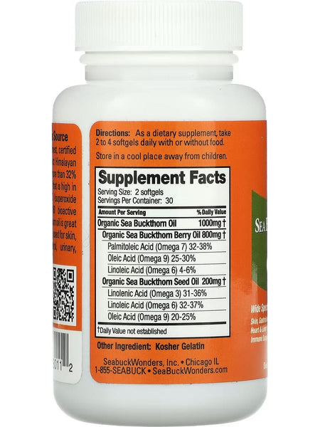 SeabuckWonders, Sea Buckthorn Oil Blend, Omega-7 Complete, 60 Softgels