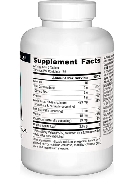Source Naturals, Alfalfa 648 mg, 1000 tablets