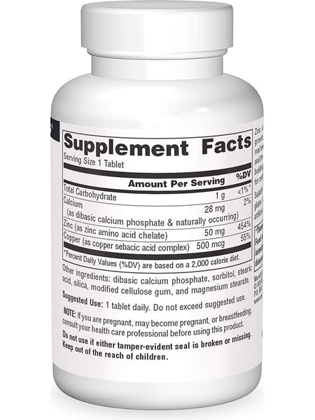 Source Naturals, Zinc Amino Acid Chelate 50 mg, 100 tablets