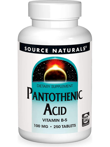 Source Naturals, Pantothenic Acid Vitamin B-5 100 mg, 250 tablets
