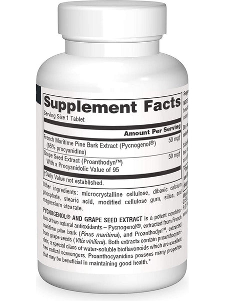 Source Naturals, Pycnogenol® and Grape Seed Extract 100 mg, 30 tablets