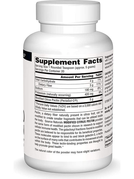Source Naturals, Modified Citrus Pectin, PectImmune™ 100 gm Powder, 100 grams