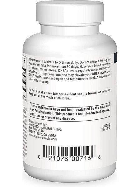 Source Naturals, Pregnenolone 10 mg, 60 tablets