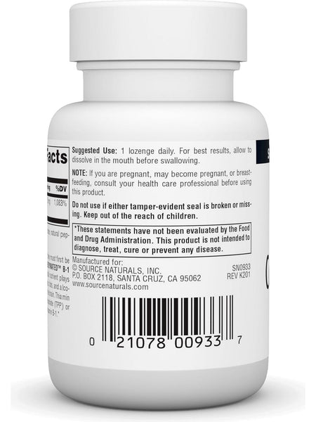 Source Naturals, Coenzymated Vitamin B-1, 13 mg, 60 Lozenges