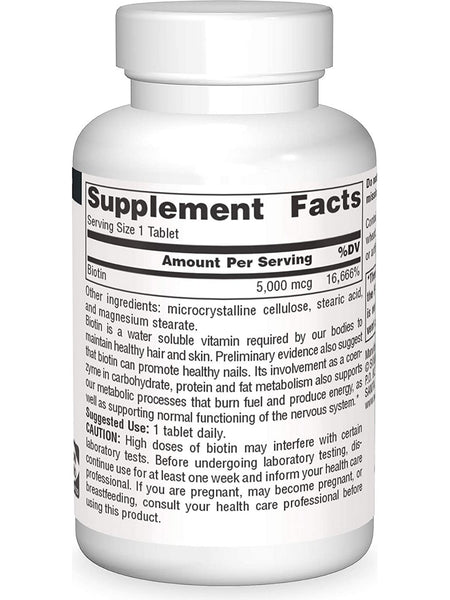 Source Naturals, Biotin 5000 mcg, 60 tablets