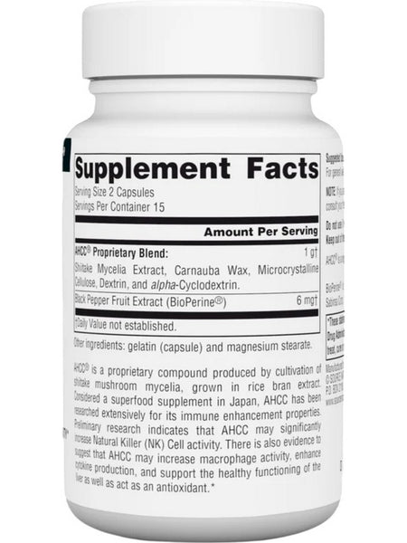 Source Naturals, AHCC with BioPerine, 500 mg, 30 Capsules