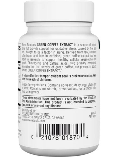 Source Naturals, Green Coffee Extract, 500 mg, 30 Tablets
