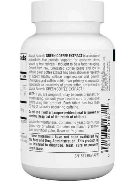 Source Naturals, Green Coffee Extract, 500 mg, 60 Tablets