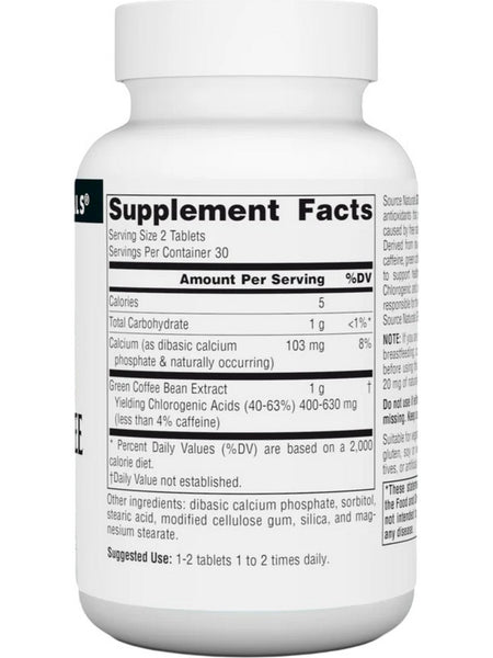 Source Naturals, Green Coffee Extract, 500 mg, 60 Tablets