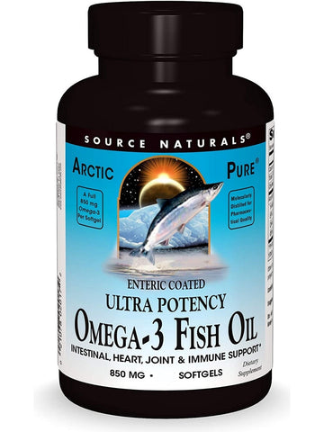 Source Naturals, Arctic Pure® Ultra Potency Omega-3 Fish Oil, Enteric Coated 850 mg, 60 softgels