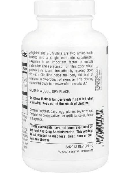 Source Naturals, L-Arginine L-Citrulline Complex, 1,000 mg, 120 Tablets
