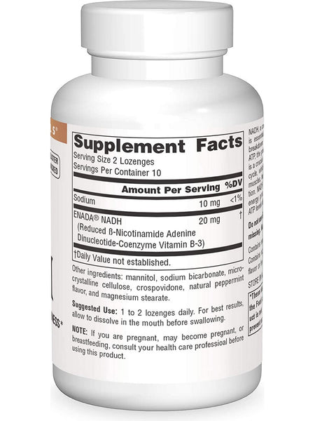 Source Naturals, NADH 10 mg, Peppermint, 20 lozenges